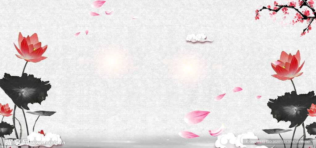 水墨莲花背景
