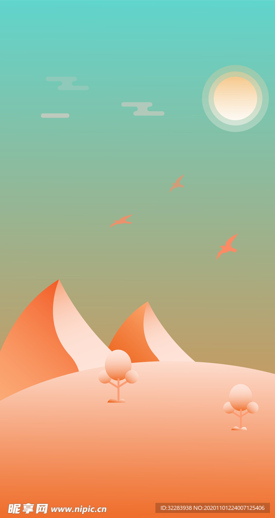 风景插画沙漠