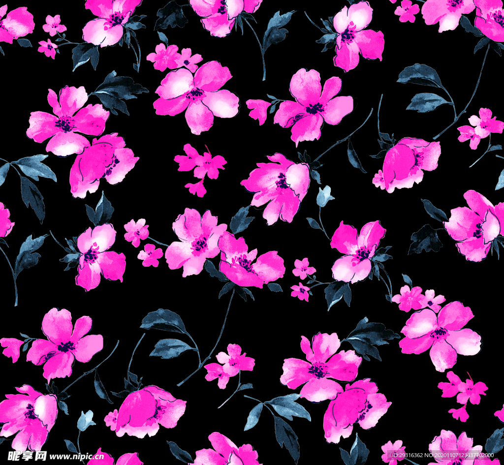 大牌 玫瑰花 手绘花 数码印花