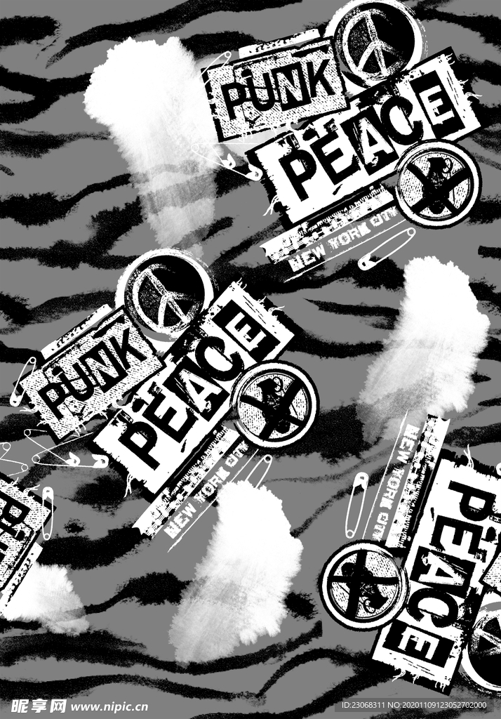 抽象斑马纹字母扎染