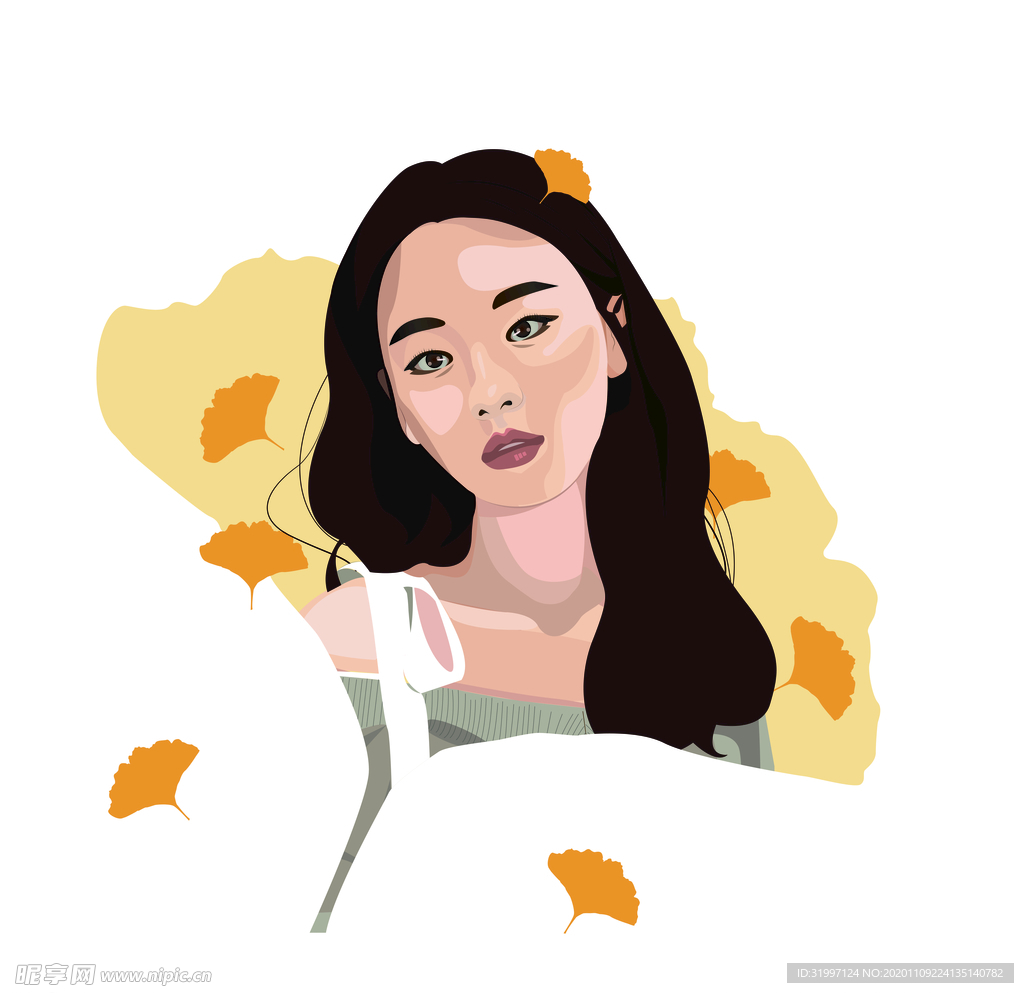 秋日银杏女孩