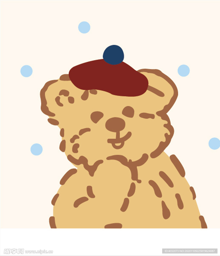 手绘卡通小熊图案