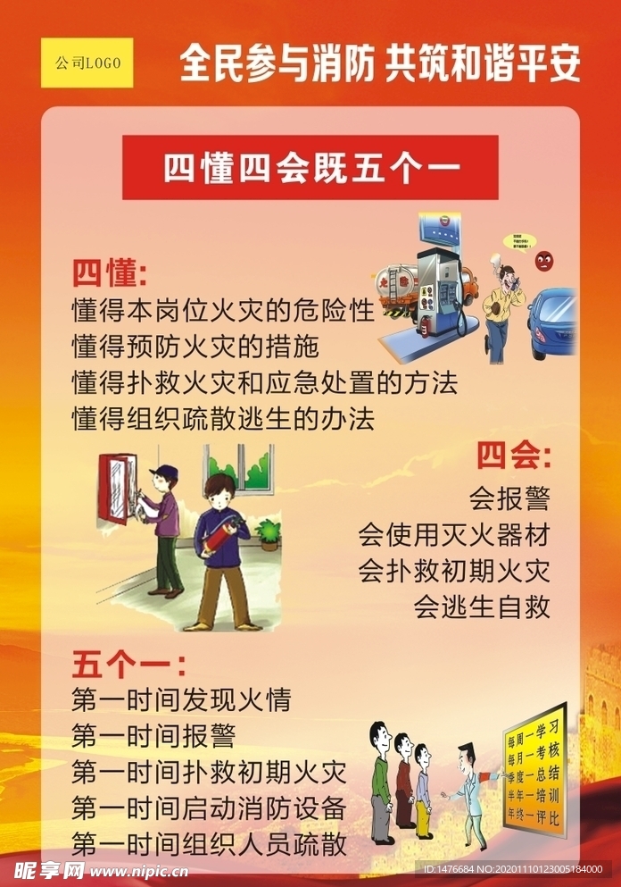 消防四懂四会既五个一