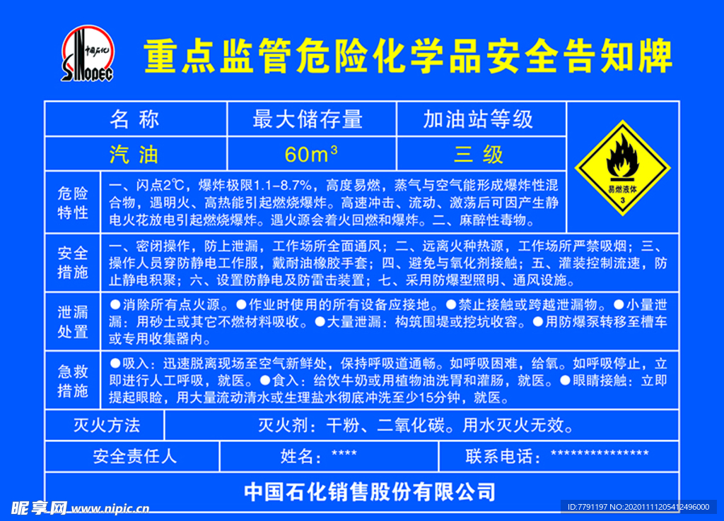 重点监管危险化学品安全告知牌