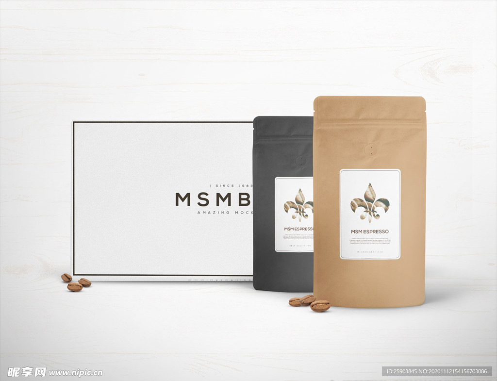 样机  咖啡 牛皮纸包装