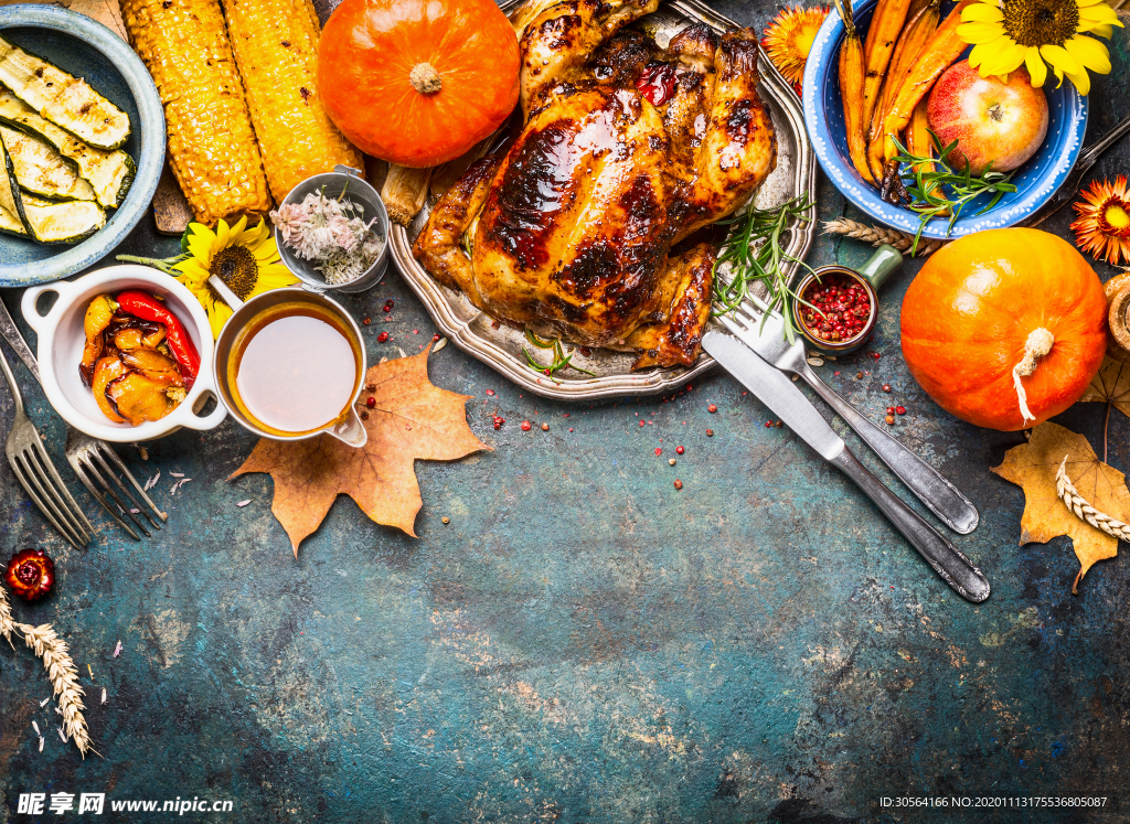 火鸡美食食材背景海报素材