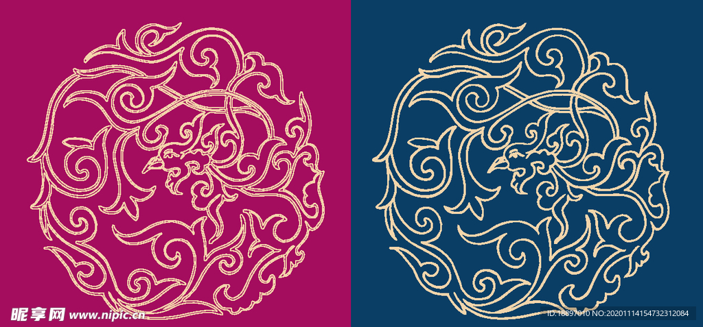 圆形底纹 中国风 矢量纹饰