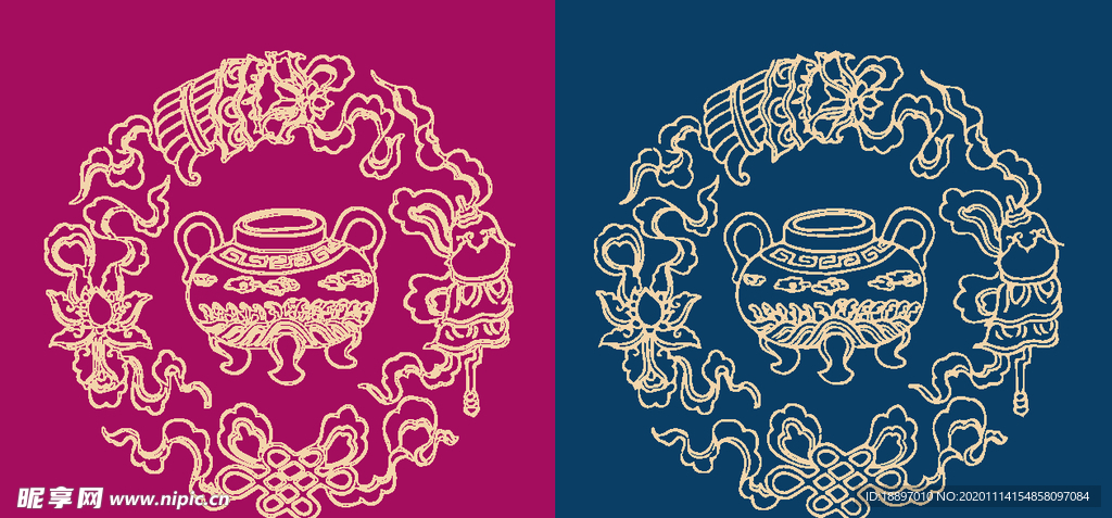 圆形底纹 中国风 矢量纹饰