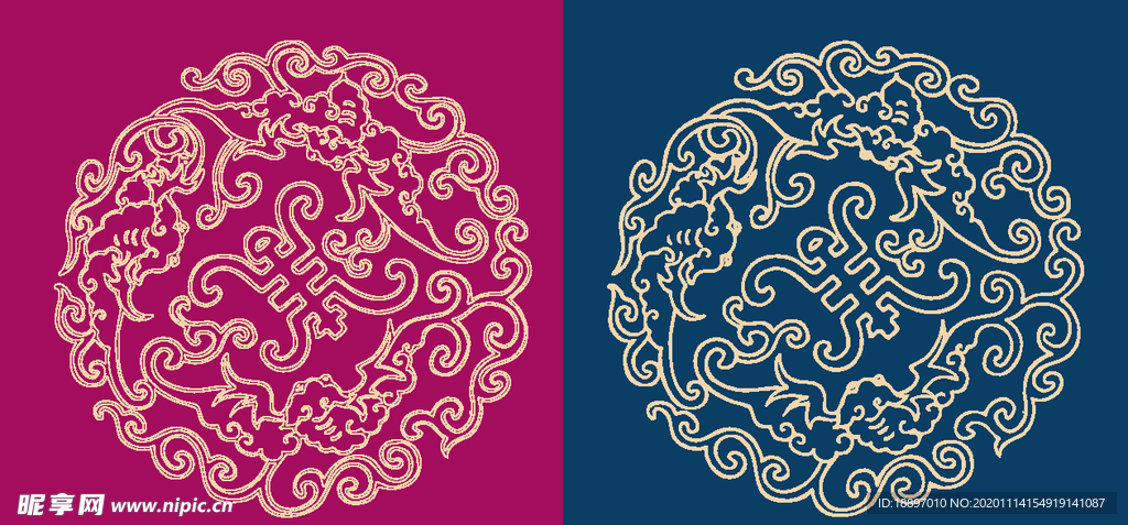 圆形底纹 中国风 矢量纹饰