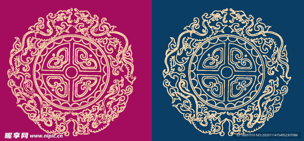 圆形底纹 中国风 矢量纹饰