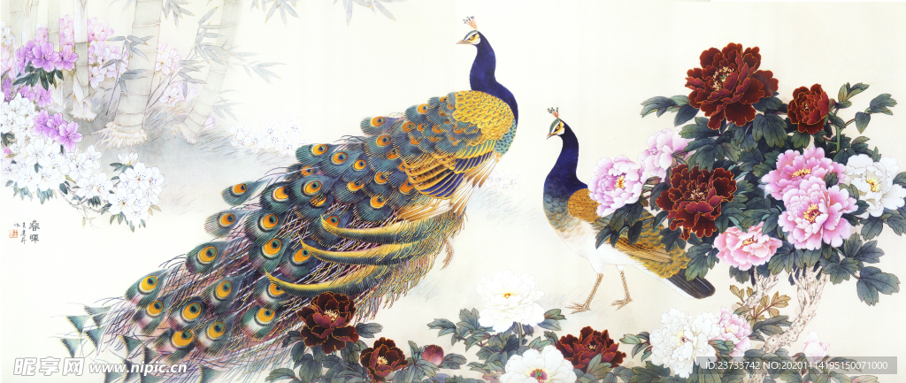 富贵 牡丹 凤凰