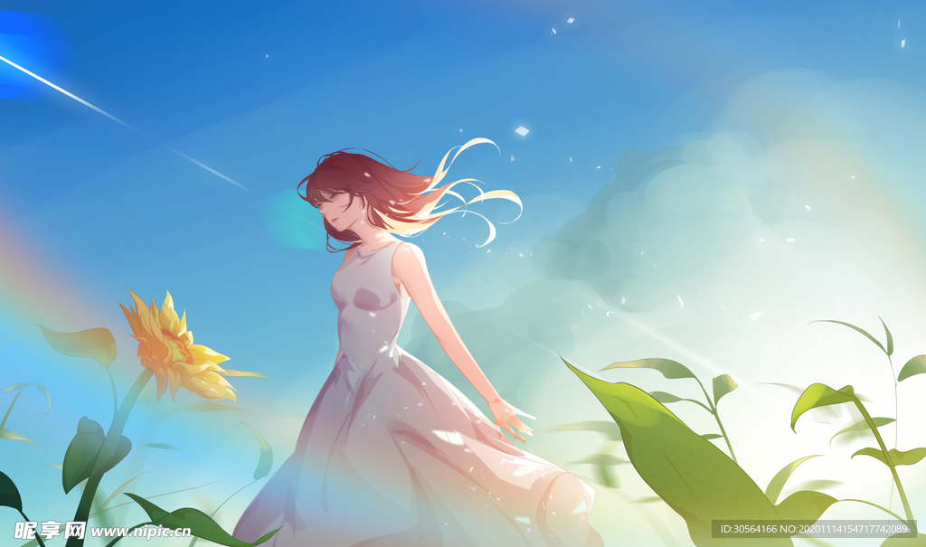 夏季人物少女清新背景海报素材