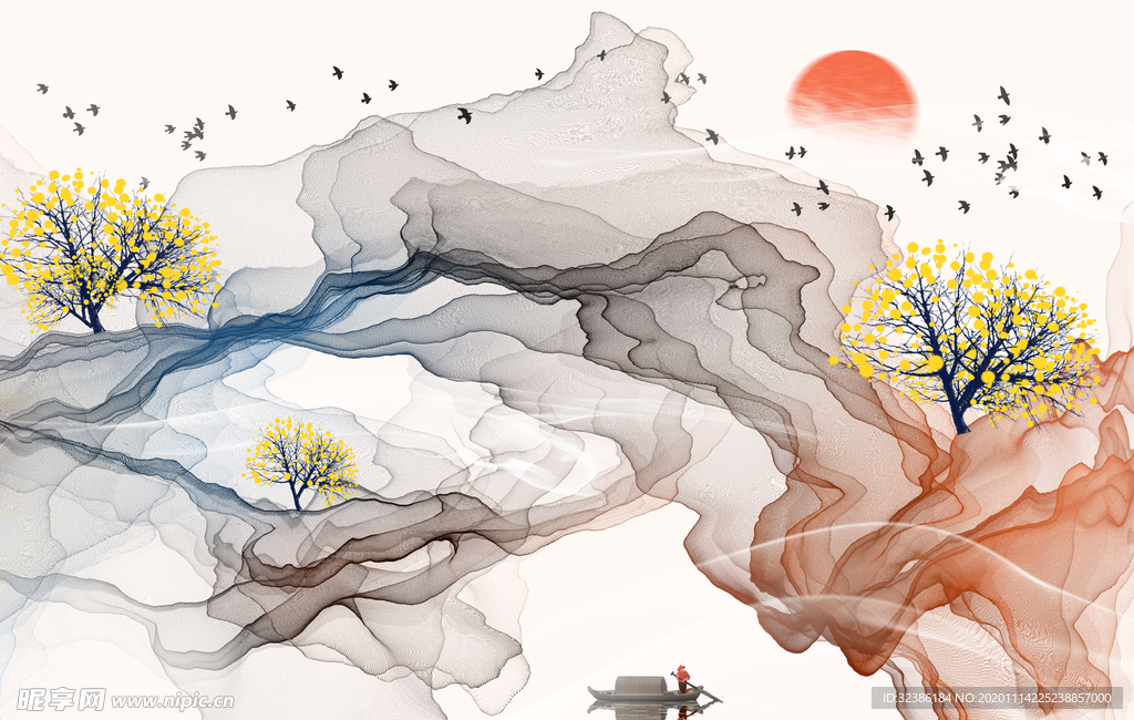 水墨电视背景墙