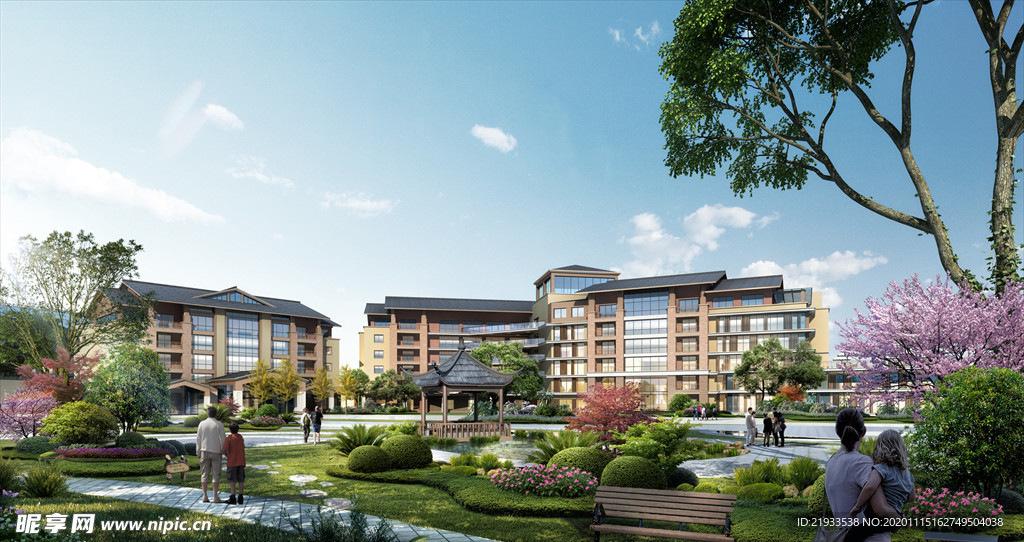 小区别墅洋房园林景观效果图