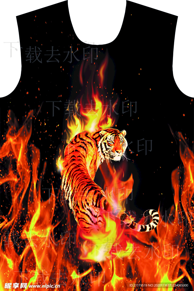 男装大牌 老虎 火焰