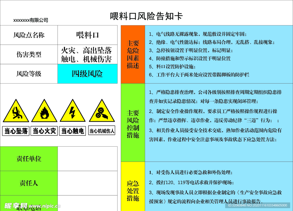 喂料口风险告知卡