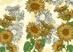 手绘向日葵背景花卉素材