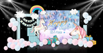 粉紫色独角兽宝宝宴满月宴生日宴