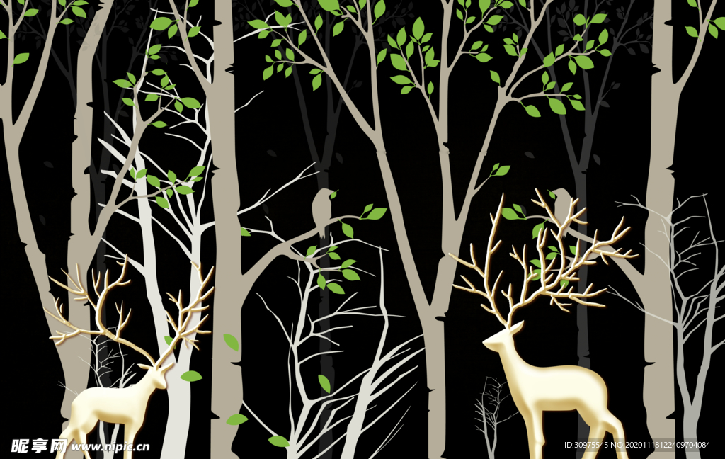 麋鹿森林背景