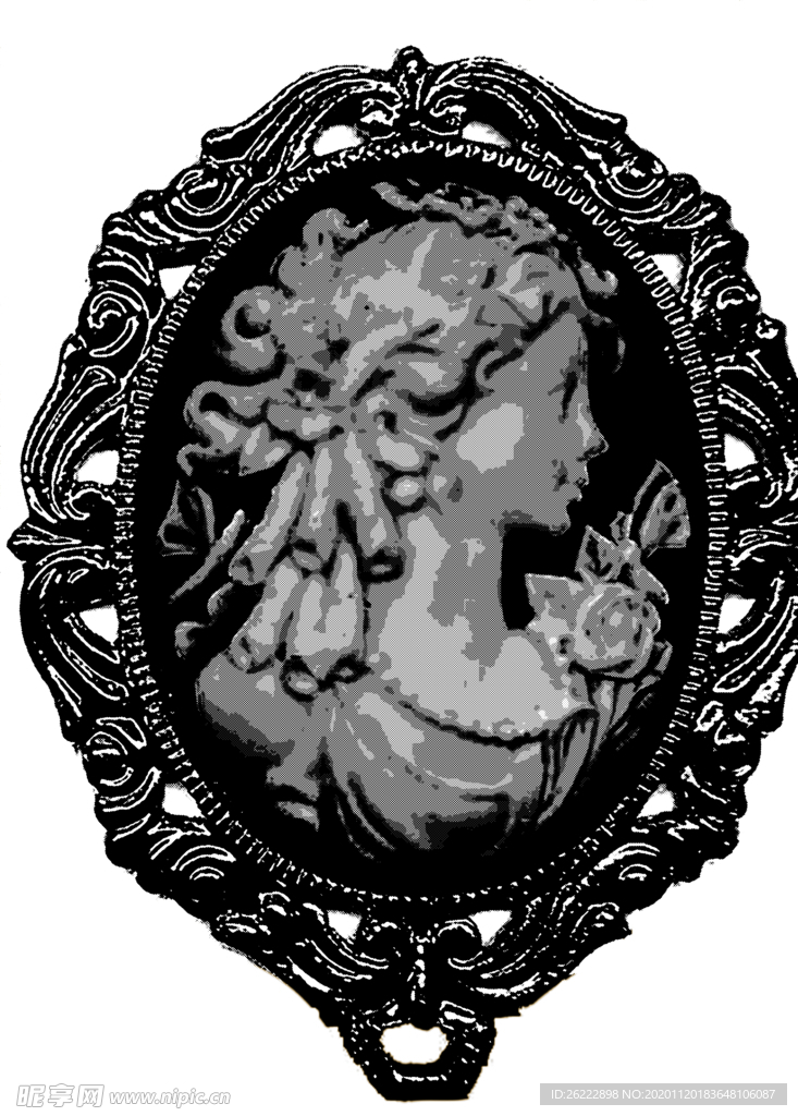 古典镜框美人头