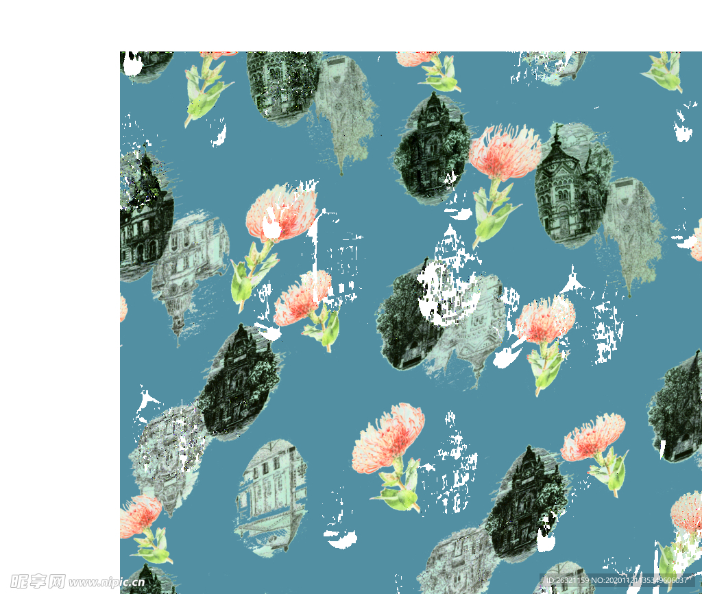 花型 花朵 花紋  数码印花