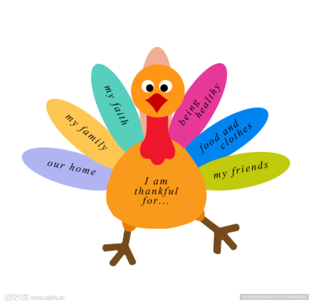 感恩节火鸡手工（彩打可使用）