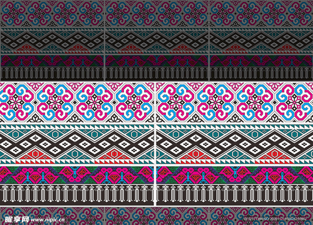 侗族少数民族织锦图案纹样素材