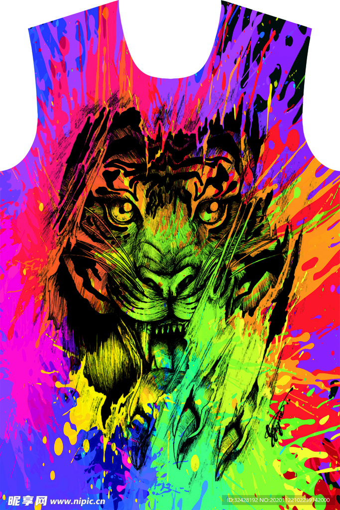 老虎 扎染背景 男装 印花