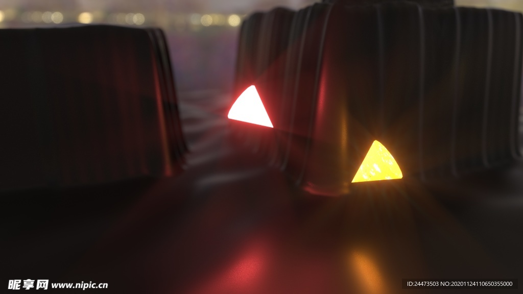 在夜晚里面闪闪发光的立体模型