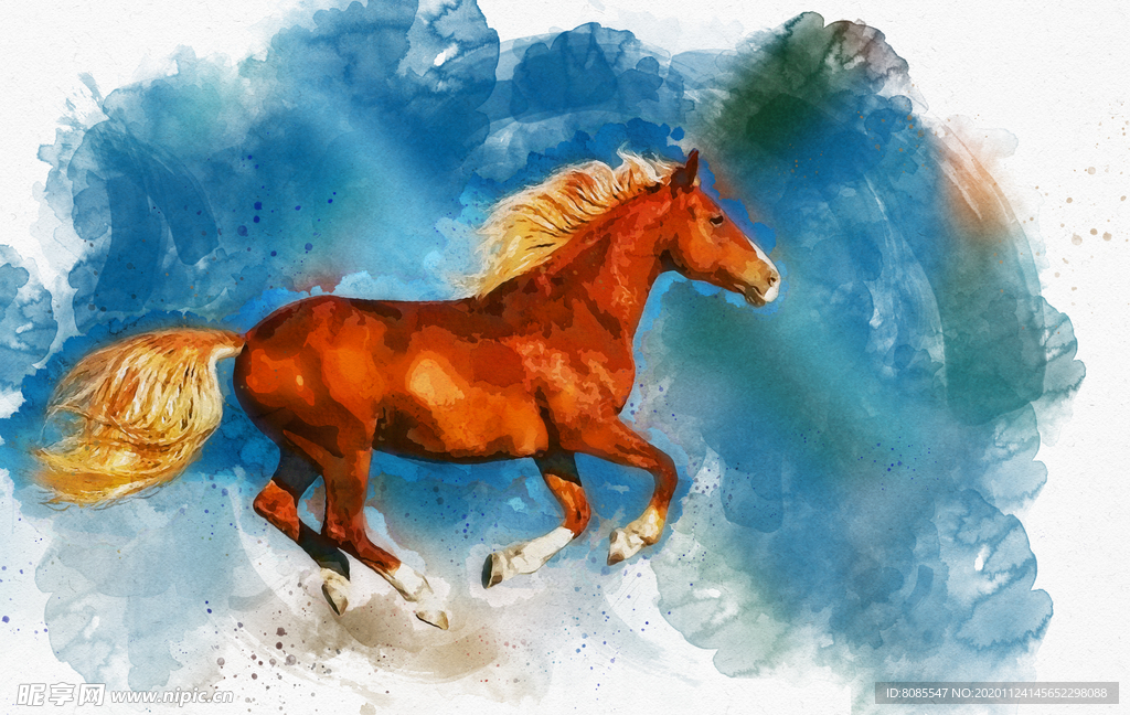 汗血宝马 水墨画