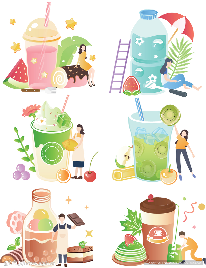 矢量奶茶免抠元素
