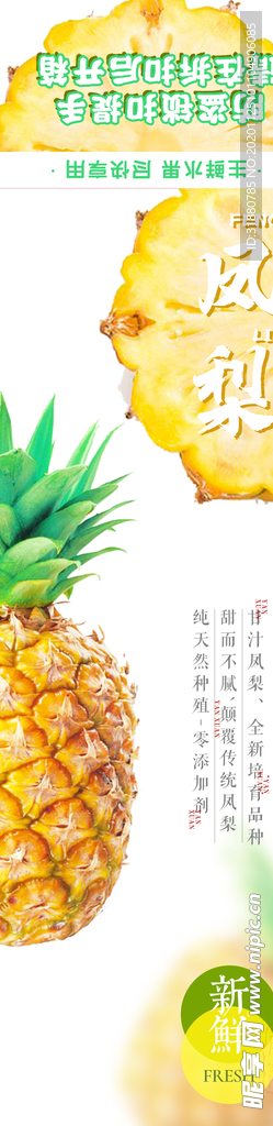 新鲜水果菠萝凤梨包装贴纸设计