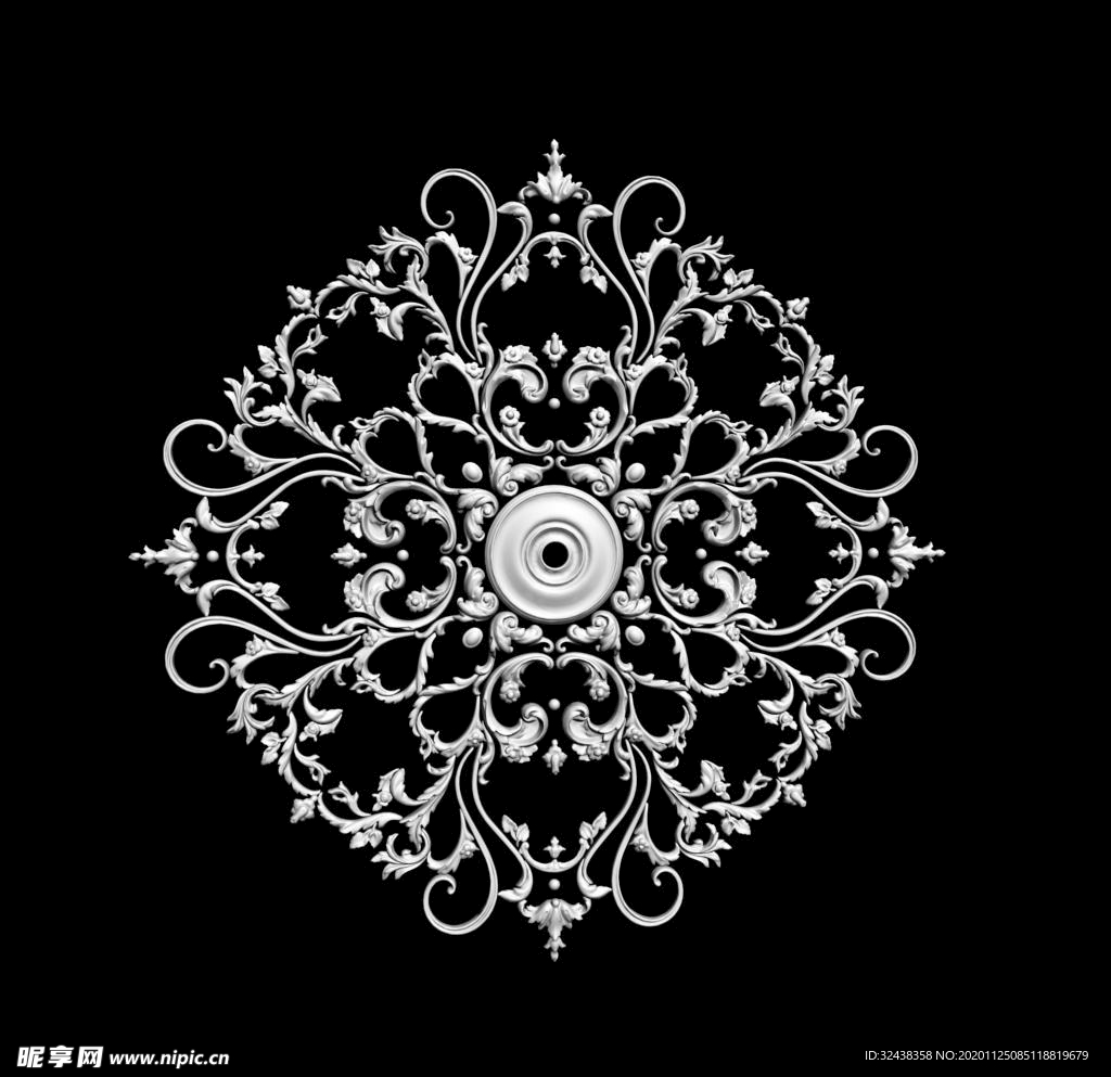 欧式法式石膏灯盘3D模型