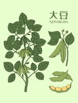 手绘卡通大豆蔬菜漫画