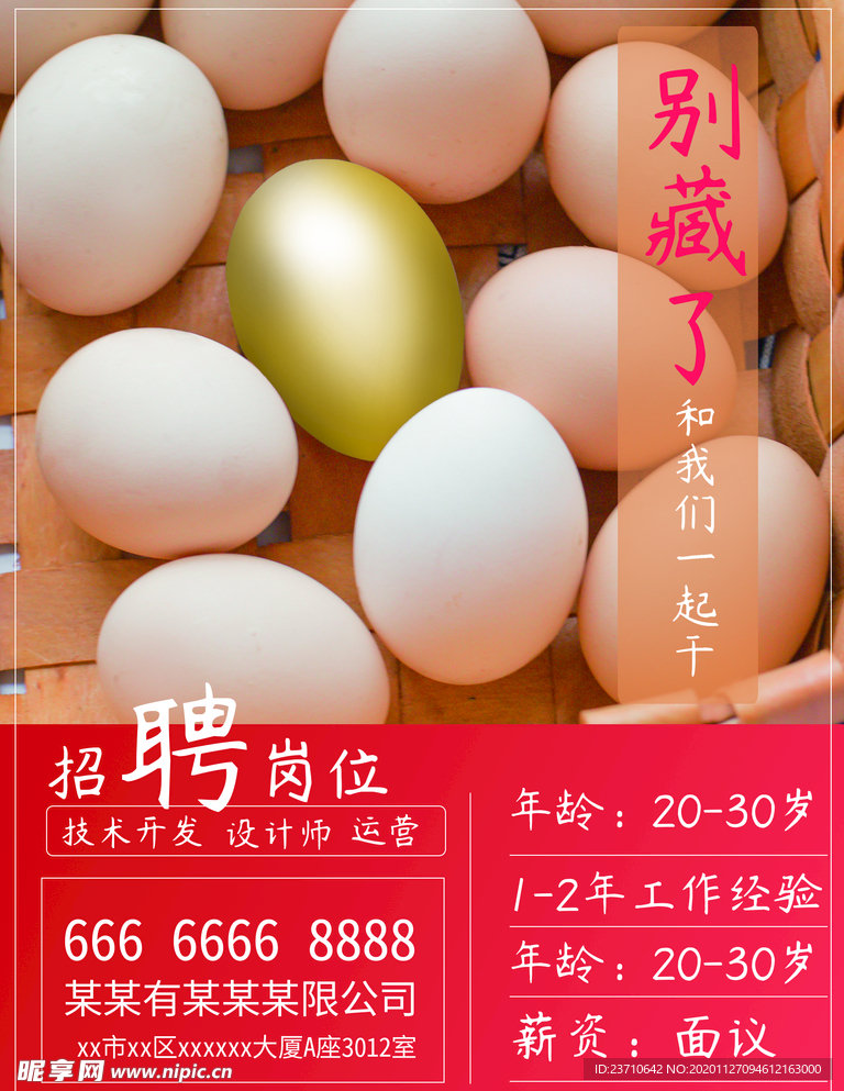 金蛋招聘海报