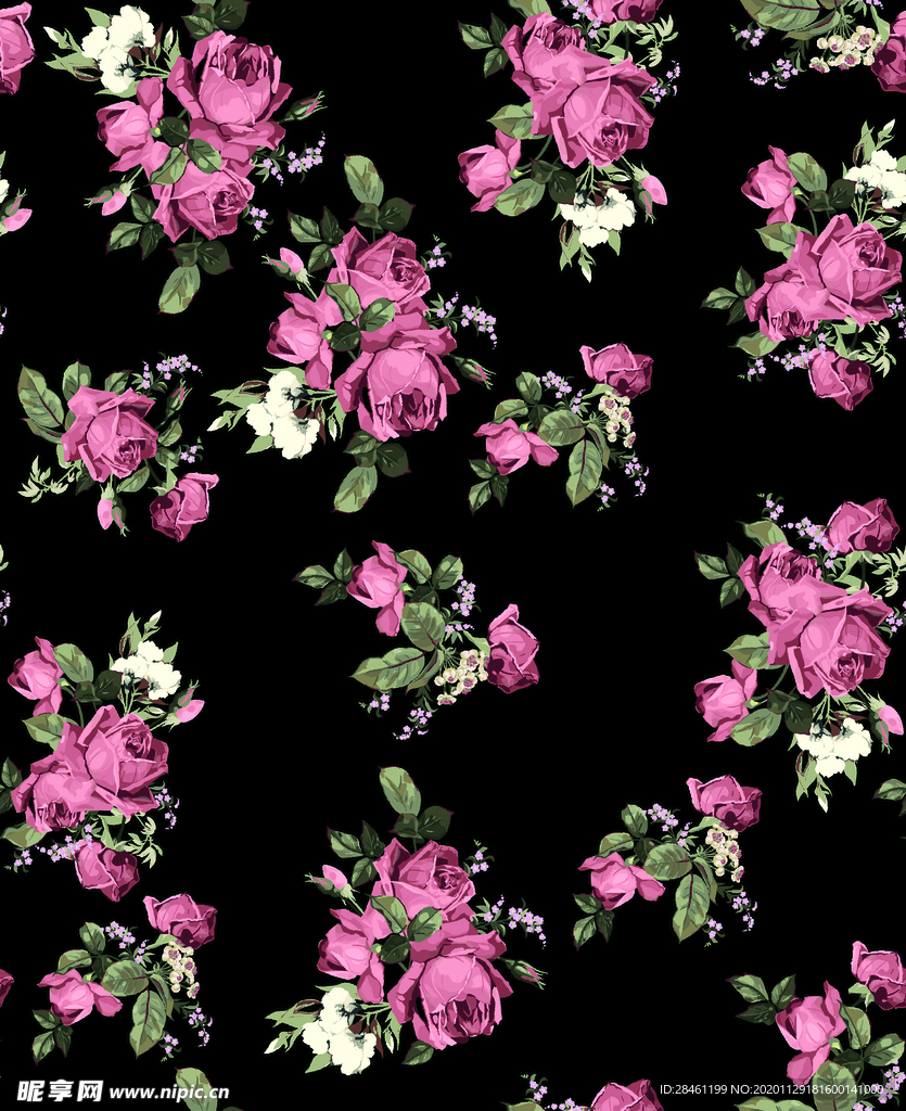 手绘花 碎花 玫瑰 乱花 数码