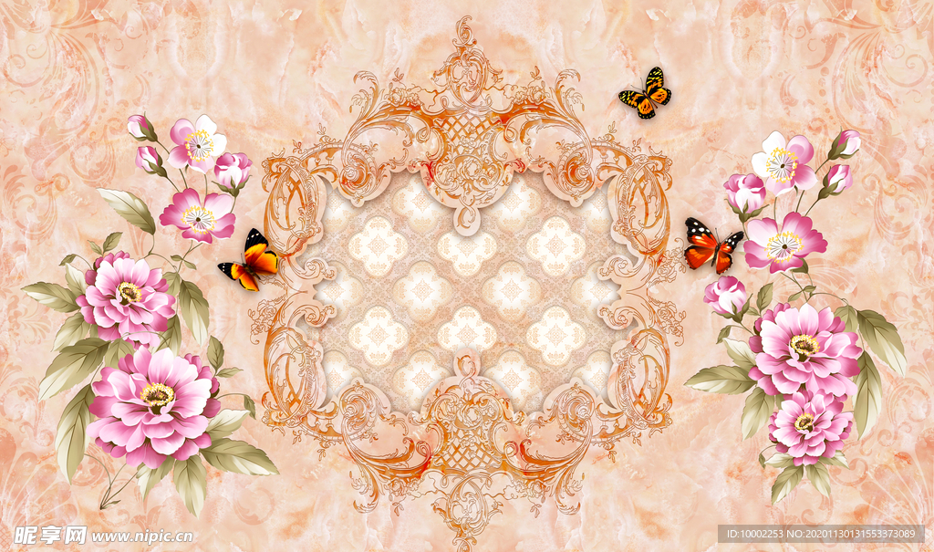 欧式花纹背景墙