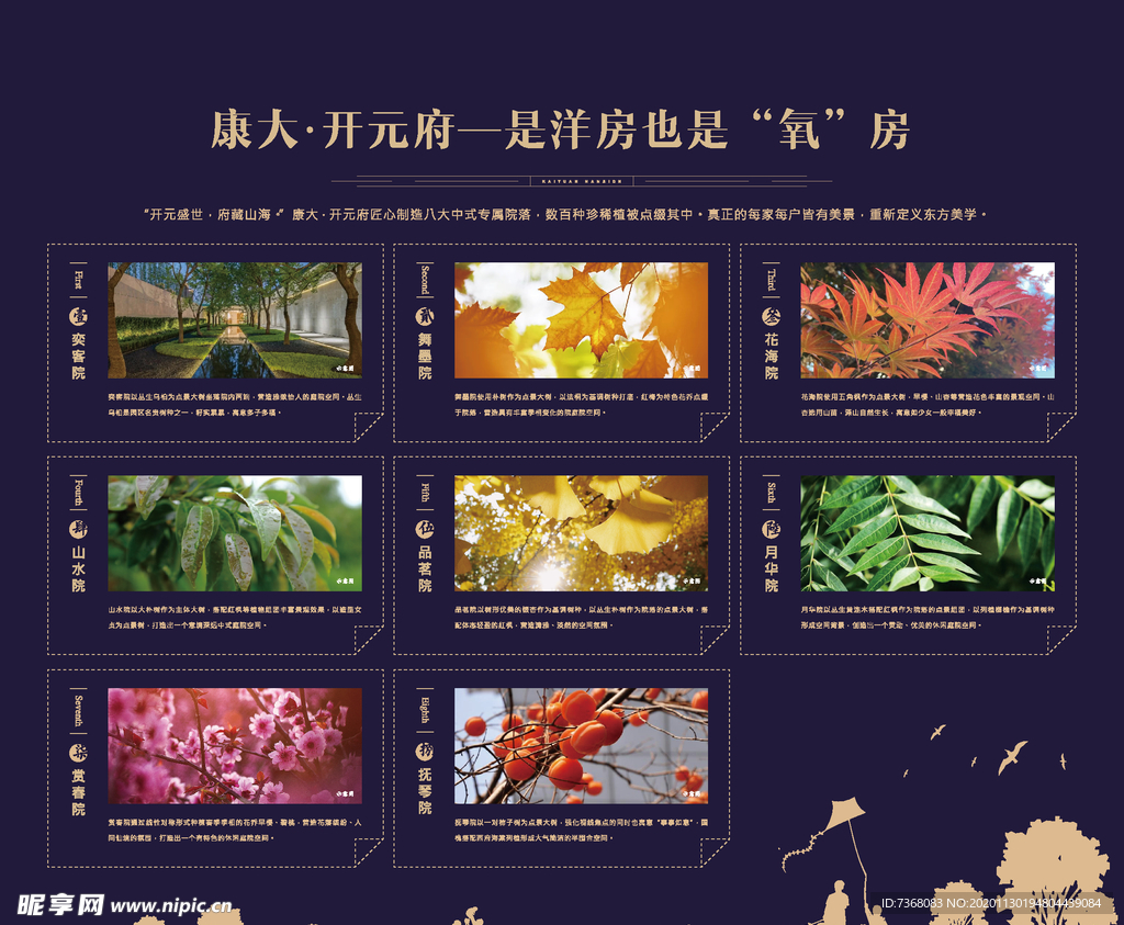 地产植物人物剪影展板