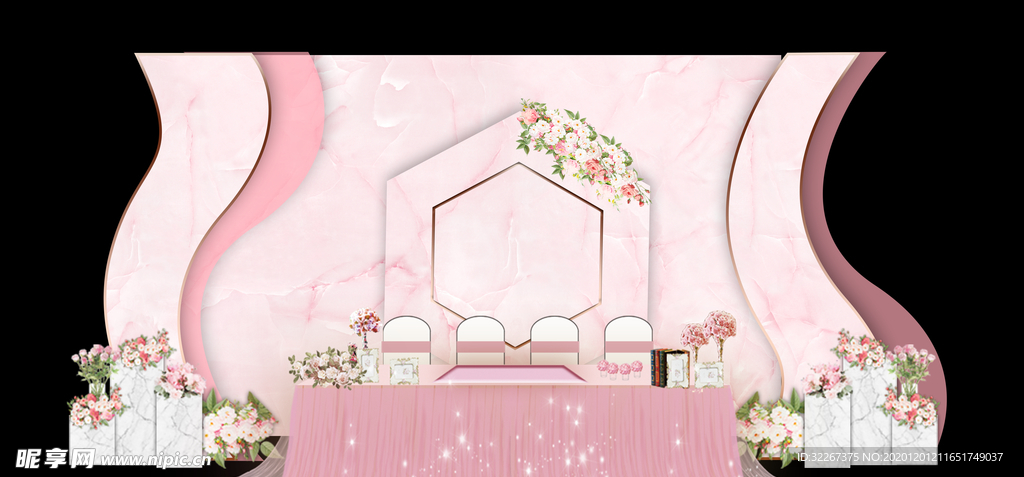 粉色婚礼宴会主题背景