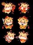 牛 可爱牛 牛年门神 牛年插画