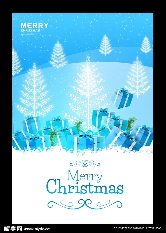 蓝色圣诞贺卡