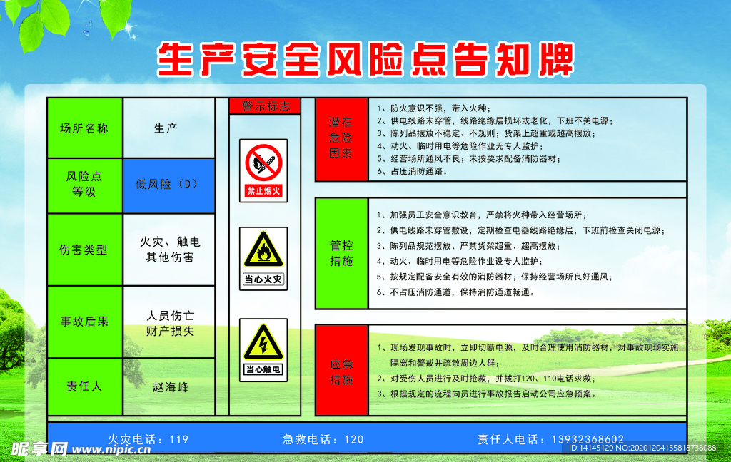 生产安全风险点告知牌