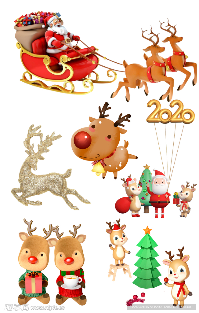 圣诞麋鹿PNG素材