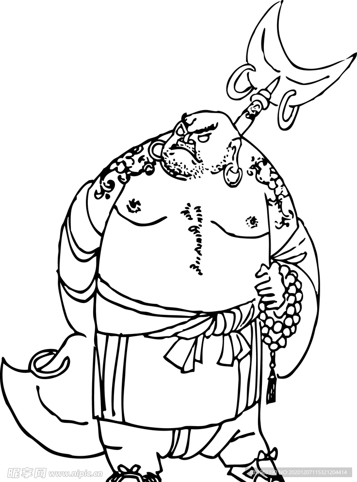 花和尚鲁智深水浒人物矢量插画