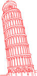 比萨斜塔线稿