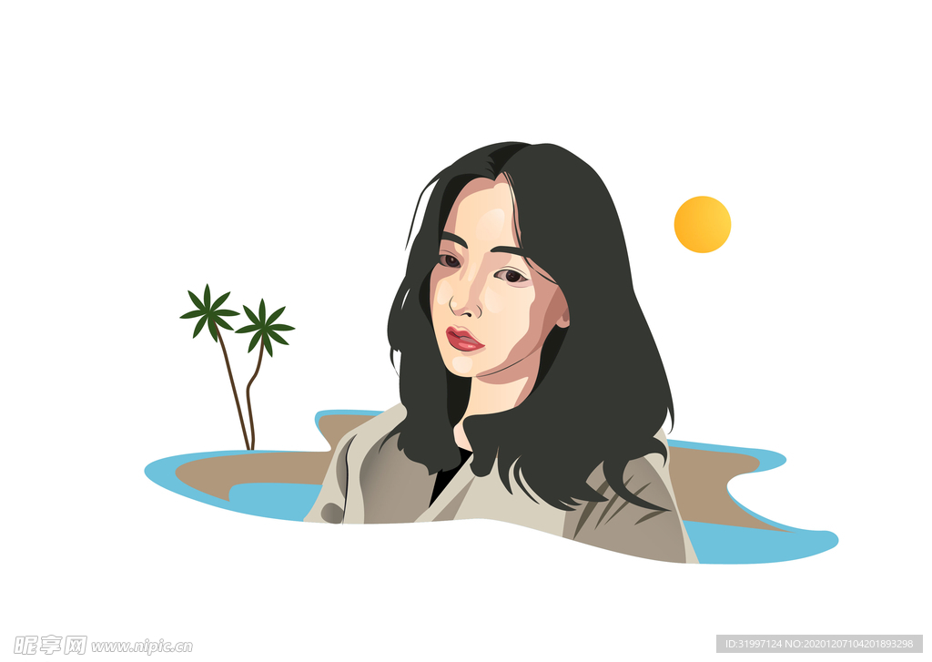 AI矢量夏日女孩插画