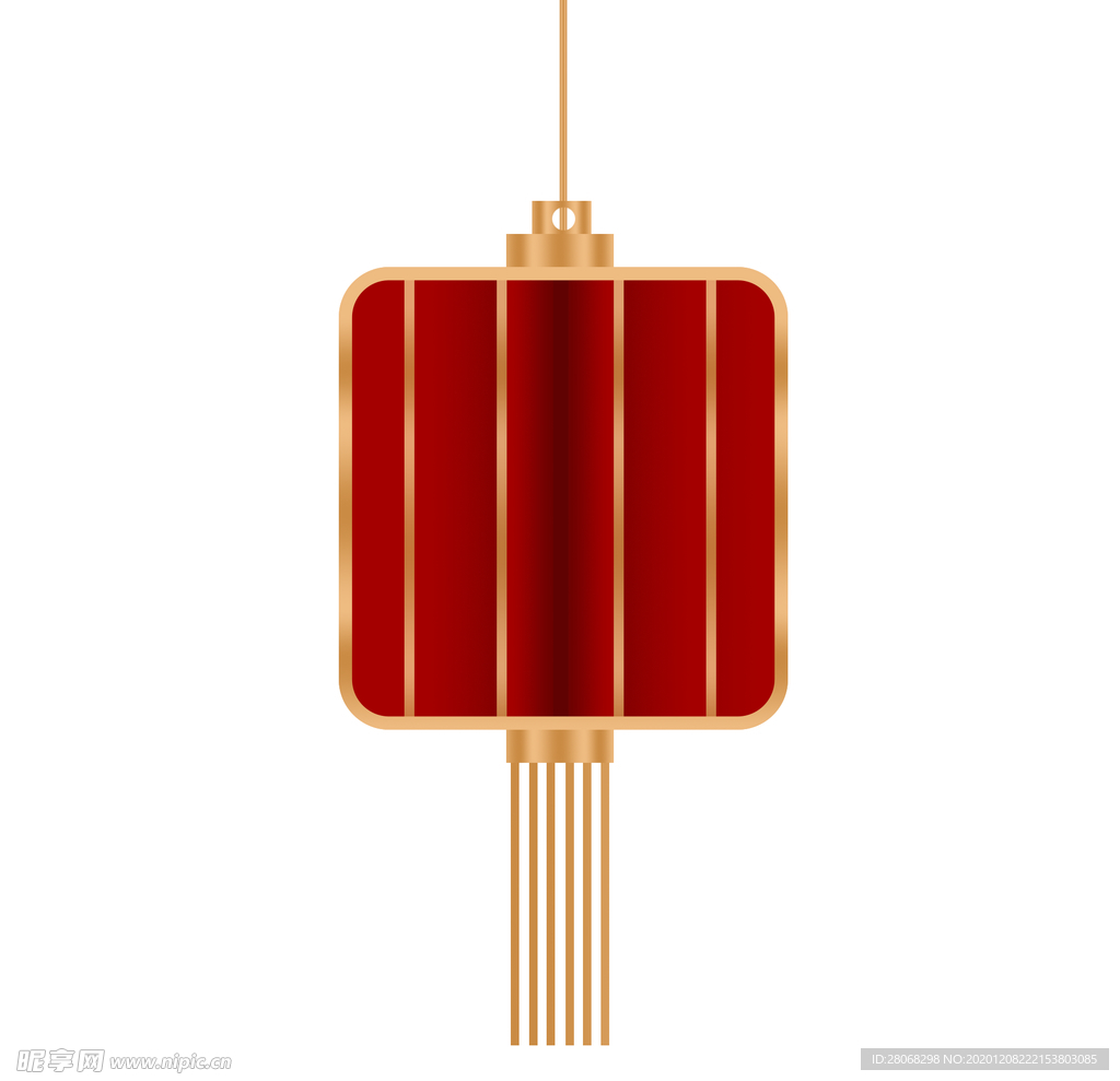 手绘剪纸灯笼元素