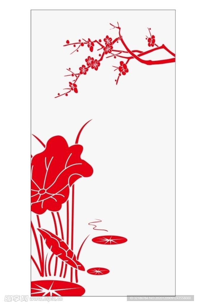 矢量梅花荷花素材