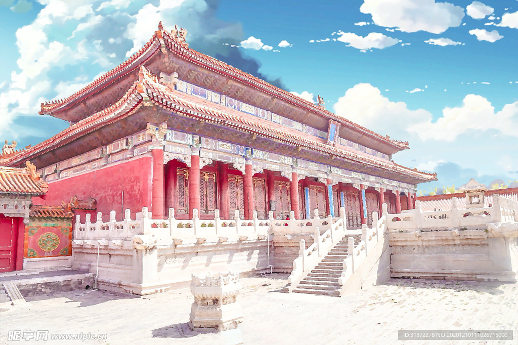 手绘现代建筑地标图片