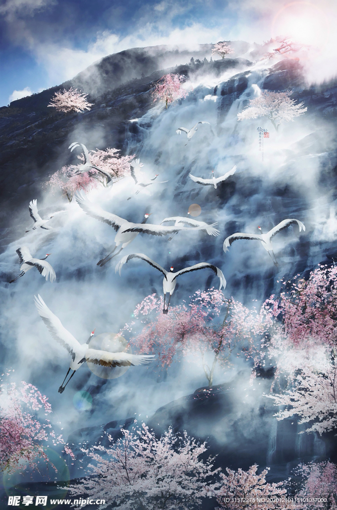 仙鹤海报背景图片